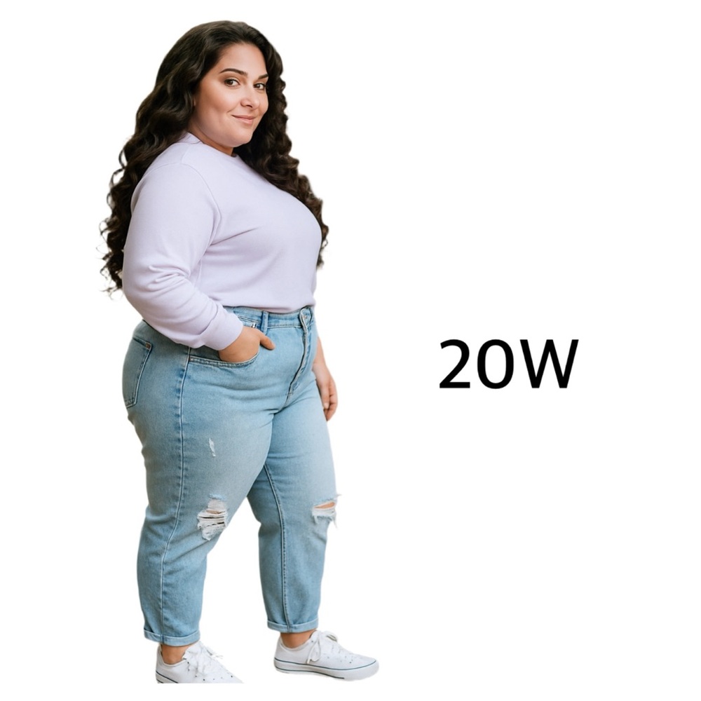 Sonoma Women’s Plus Size 20W Acid Wash Cropped Jeans – Distressed Straight Leg